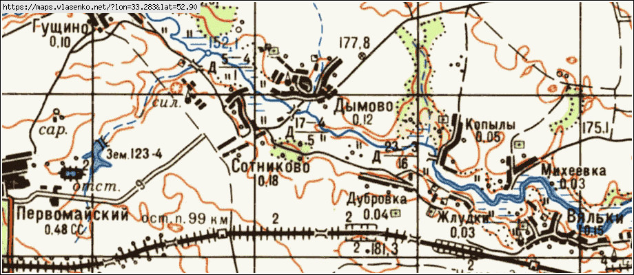 Карта ДЫМОВО, Брянская область, Почепский район