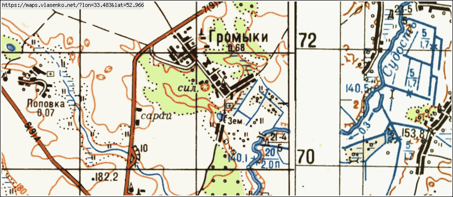 Карта ГРОМЫКИ, Брянская область, Почепский район