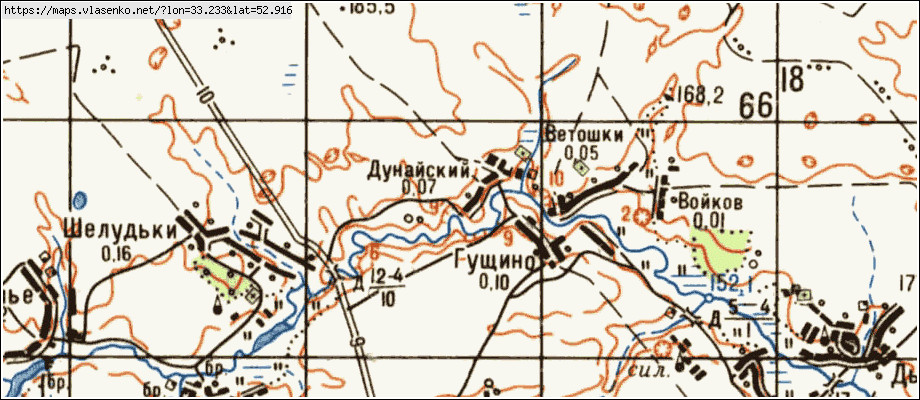 Карта ГУЩИНО, Брянская область, Почепский район
