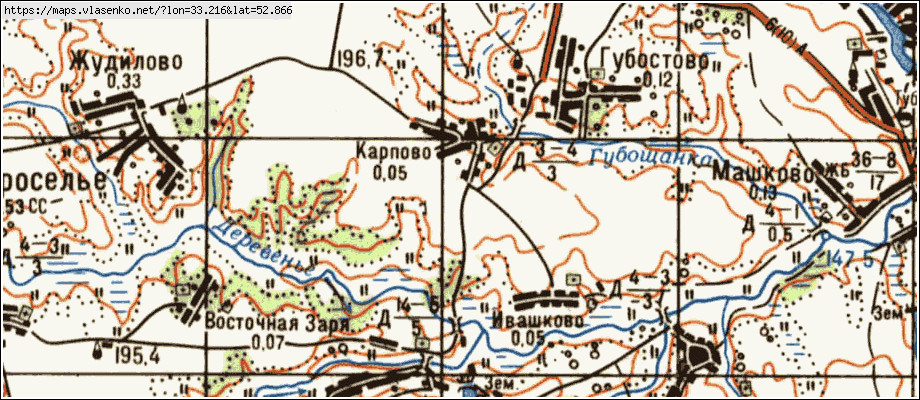 Карта КАРПОВО, Брянская область, Почепский район