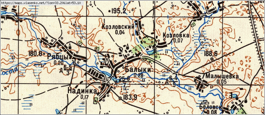 Карта КОЗЛОВСКИЙ, Брянская область, Почепский район
