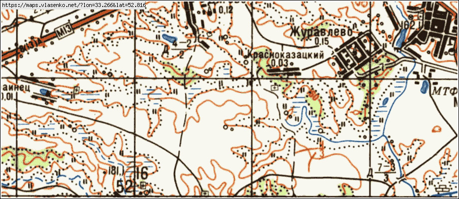 Карта КРАСНОКАЗАЦКИЙ, Брянская область, Почепский район