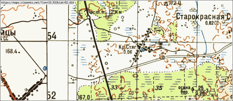 Карта КРАСНЫЙ СТЯГ, Брянская область, Почепский район