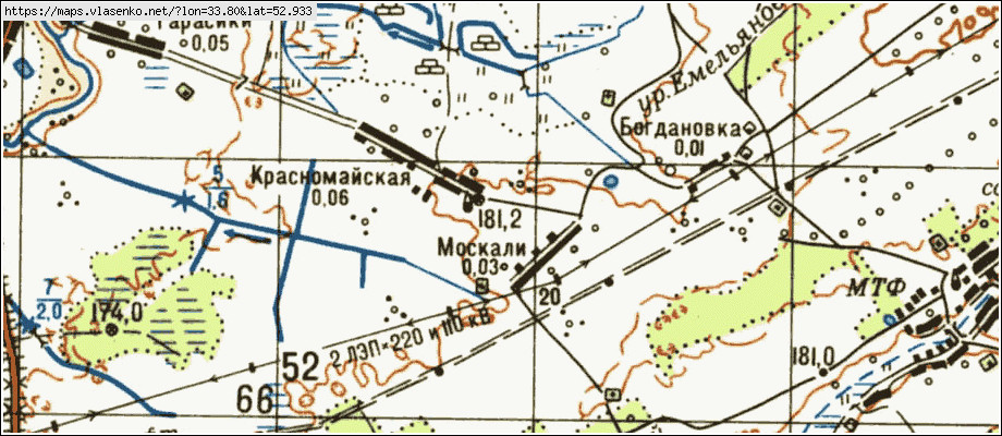Карта МОСКАЛИ, Брянская область, Почепский район