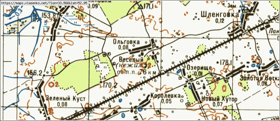 Карта ОЛЬГОВКА, Брянская область, Почепский район