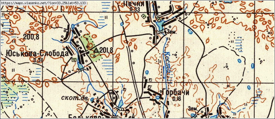 Карта ПЕЧНЯ, Брянская область, Почепский район