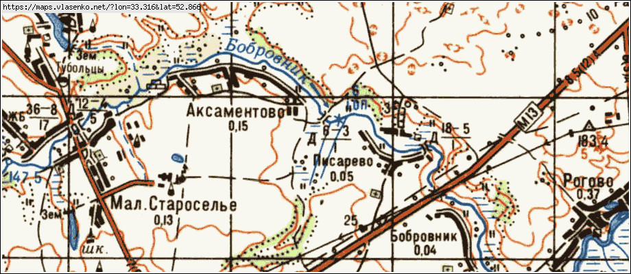 Карта ПИСАРЕВО, Брянская область, Почепский район