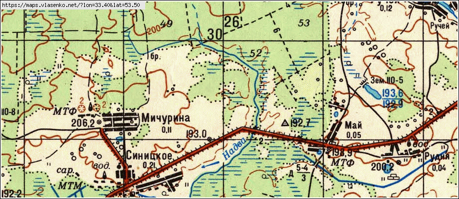 Карта ТРЕТЬЯКИ, Брянская область, Почепский район