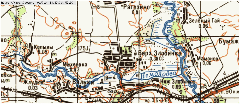 Карта ВЕРХНЯЯ ЗЛОБИНКА, Брянская область, Почепский район