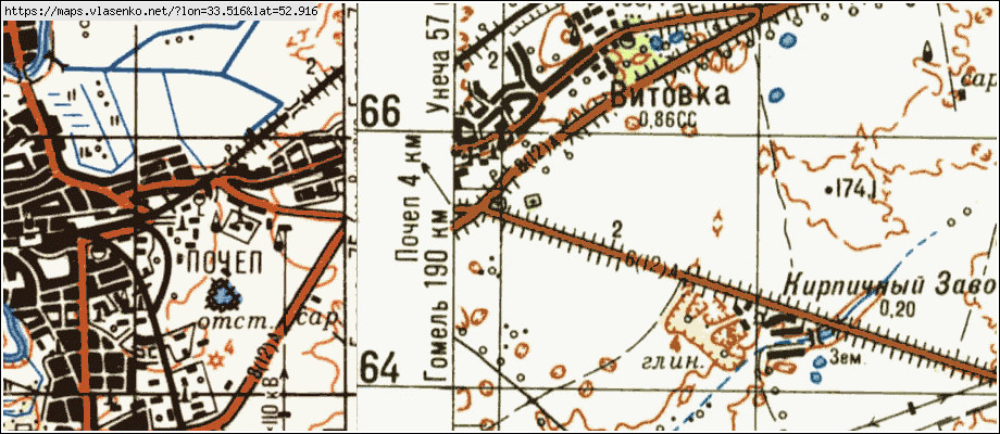 Карта ВИТОВКА, Брянская область, Почепский район