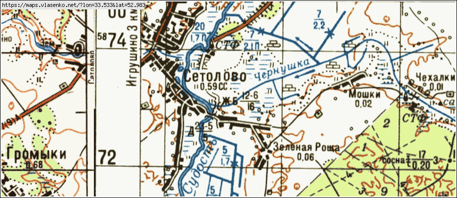 Карта ЗЕЛЕНАЯ РОЩА, Брянская область, Почепский район