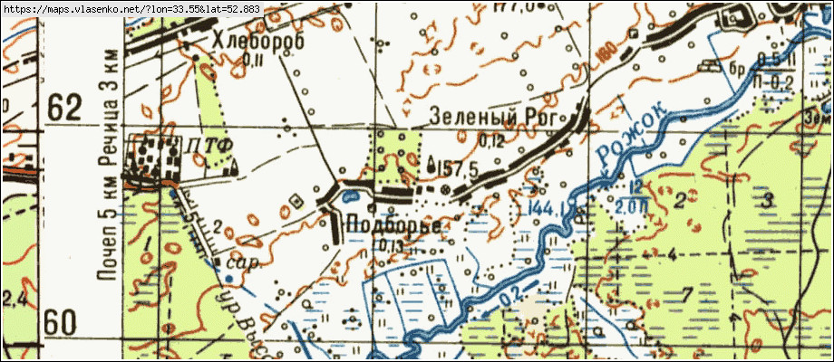 Карта ЗЕЛЕНЫЙ РОГ, Брянская область, Почепский район