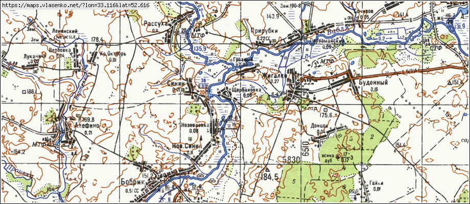 Карта ЩЕРБАКОВКА, Брянская область, Погарский район