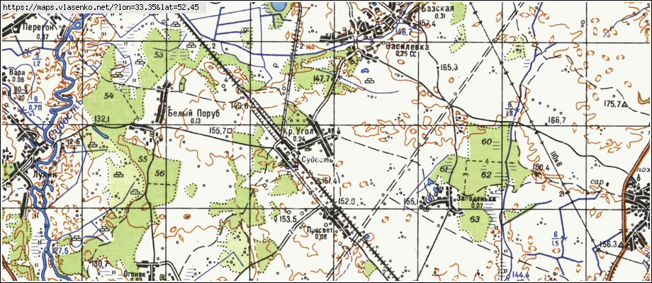 Карта КРАСНЫЙ УГОЛ, Брянская область, Погарский район