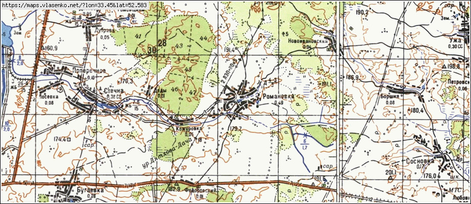 Карта РОМАНОВКА, Брянская область, Погарский район