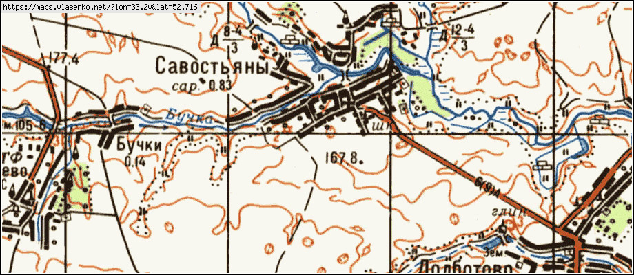 Карта САВОСТЬЯНЫ, Брянская область, Погарский район
