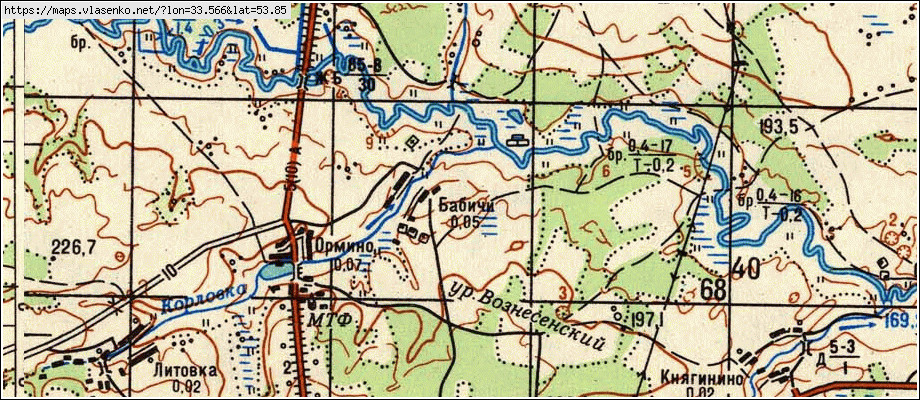 Карта БАБИЧИ, Брянская область, Рогнединский район