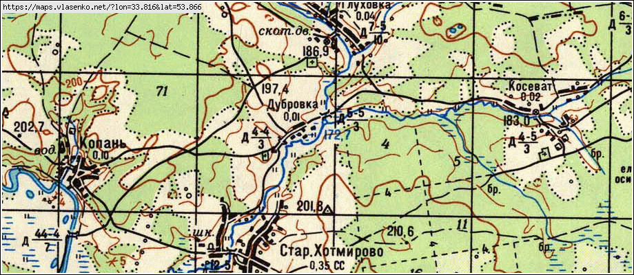 Карта ДУБРОВКА, Брянская область, Рогнединский район