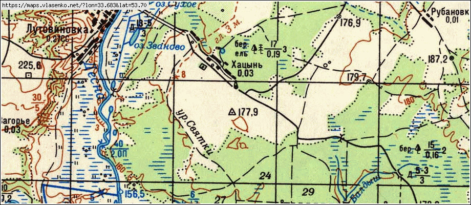 Карта ХАЦЫНЬ, Брянская область, Рогнединский район