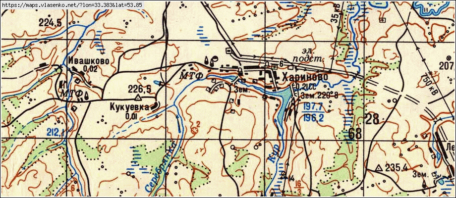 Карта ХАРИТОНОВО, Брянская область, Рогнединский район