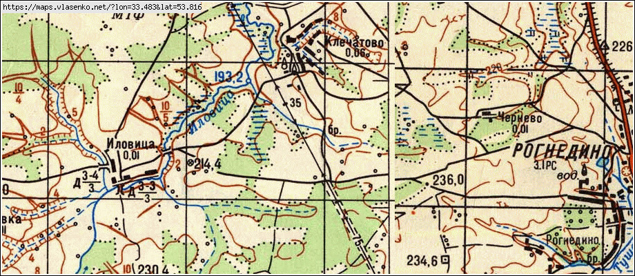 Карта КЛЕЧАТОВО, Брянская область, Рогнединский район