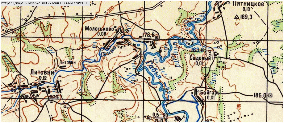 Карта МОЛОТЬКОВО, Брянская область, Рогнединский район
