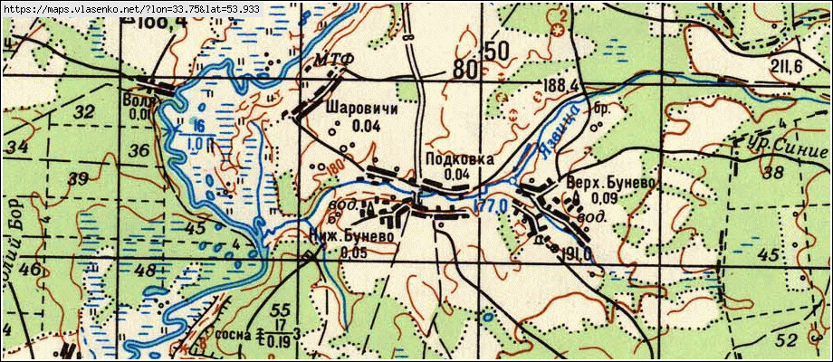 Карта НИЖНЕЕ-БУНЕВО, Брянская область, Рогнединский район
