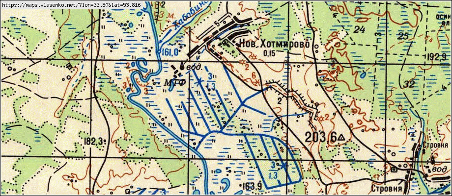 Карта НОВОЕ ХОТМИРОВО, Брянская область, Рогнединский район