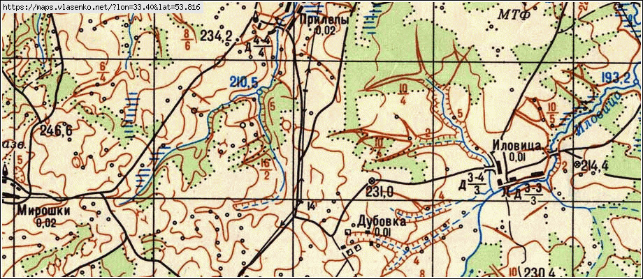 Карта ПРИЛЕПЫ, Брянская область, Рогнединский район