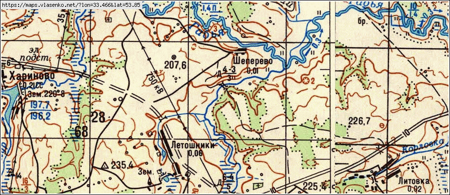 Карта ШЕПЕРЕВО, Брянская область, Рогнединский район