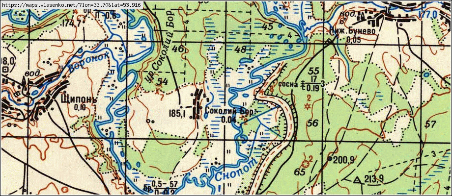 Карта СОКОЛИЙ БОР, Брянская область, Рогнединский район