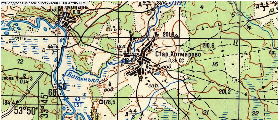 Карта СТАРОЕ ХОТМИРОВО, Брянская область, Рогнединский район