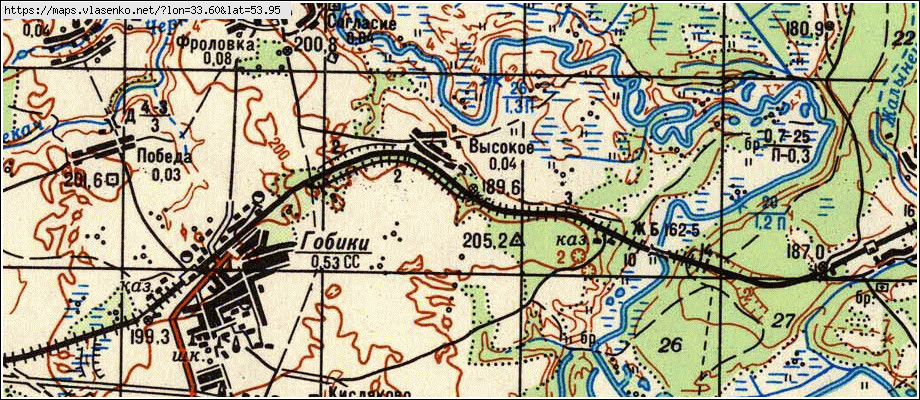 Карта ВЫСОКОЕ, Брянская область, Рогнединский район