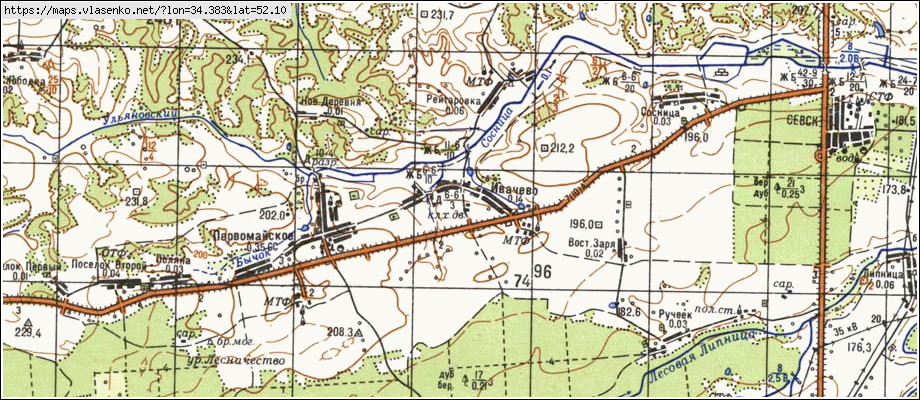 Карта ИВАЧЕВО, Брянская область, Севский район