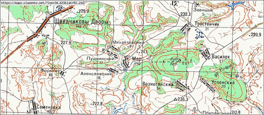 Карта МАРС, Брянская область, Севский район