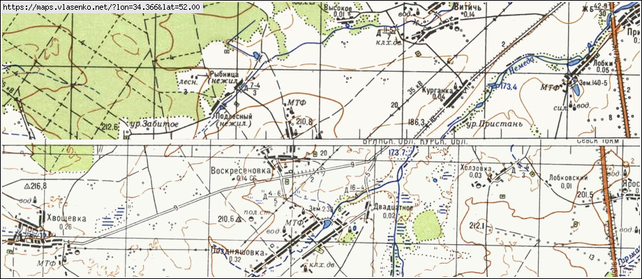 Карта ВОСКРЕСЕНОВКА, Брянская область, Севский район