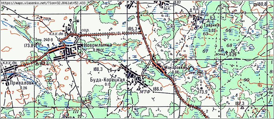 Карта БУДА-КОРЕЦКАЯ, Брянская область, Стародубский район