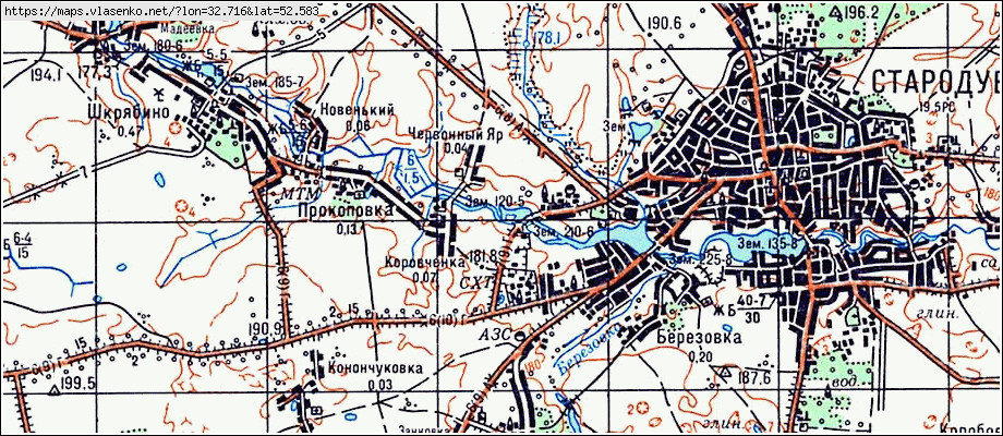Карта ЧЕРВОННЫЙ ЯР, Брянская область, Стародубский район