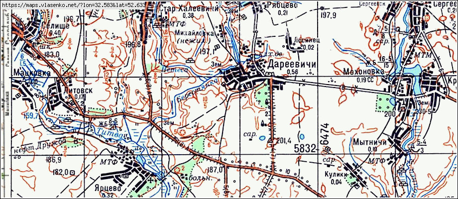 Карта ДАРЕЕВИЧИ, Брянская область, Стародубский район