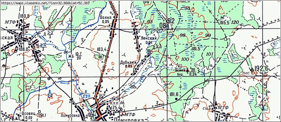 Карта ДУБНЯКИ, Брянская область, Стародубский район