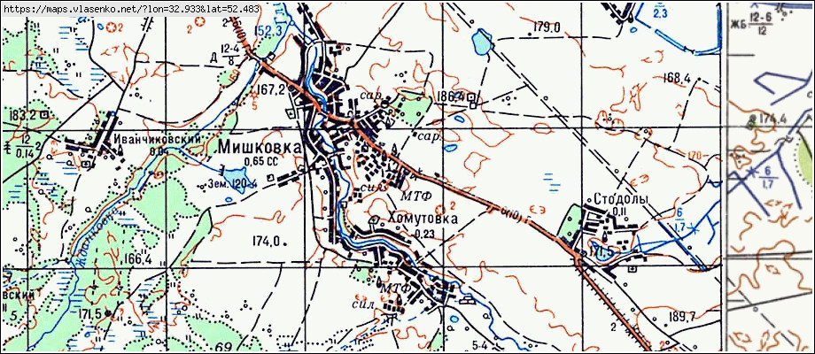 Карта ХОМУТОВКА, Брянская область, Стародубский район