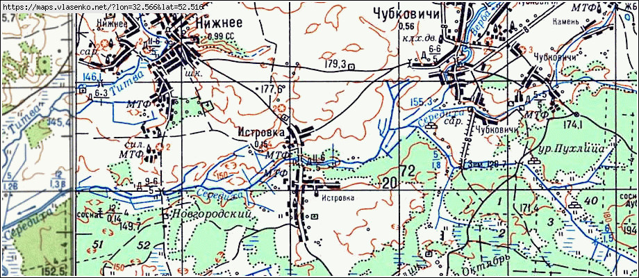 Карта ИСТРОВКА, Брянская область, Стародубский район