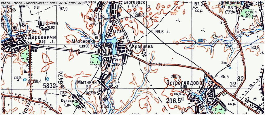Карта КРАПИВНА, Брянская область, Стародубский район