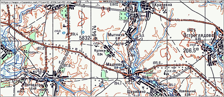 Карта КУЛИКИ, Брянская область, Стародубский район