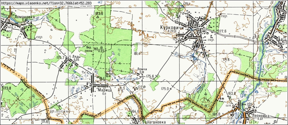 Карта ЛОЖКИ, Брянская область, Стародубский район