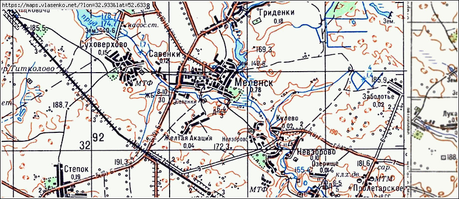 Карта МЕЛЕНСК, Брянская область, Стародубский район