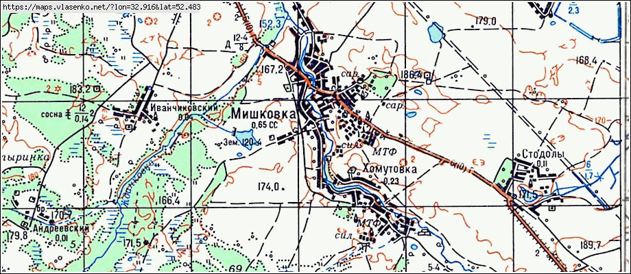 Карта МИШКОВКА, Брянская область, Стародубский район
