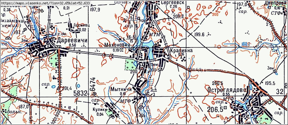 Карта МОХОНОВКА, Брянская область, Стародубский район
