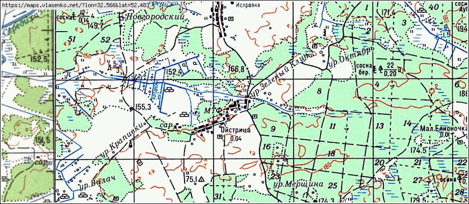 Карта ОЙСТРИЦА, Брянская область, Стародубский район