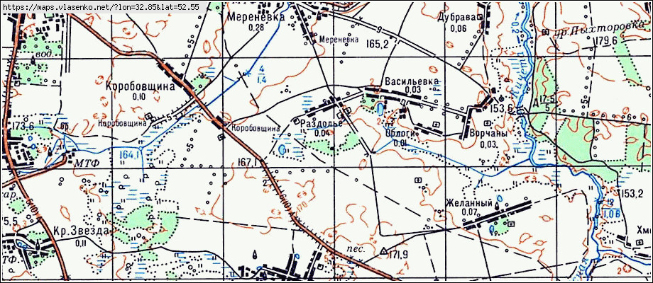 Карта РАЗДОЛЬЕ, Брянская область, Стародубский район